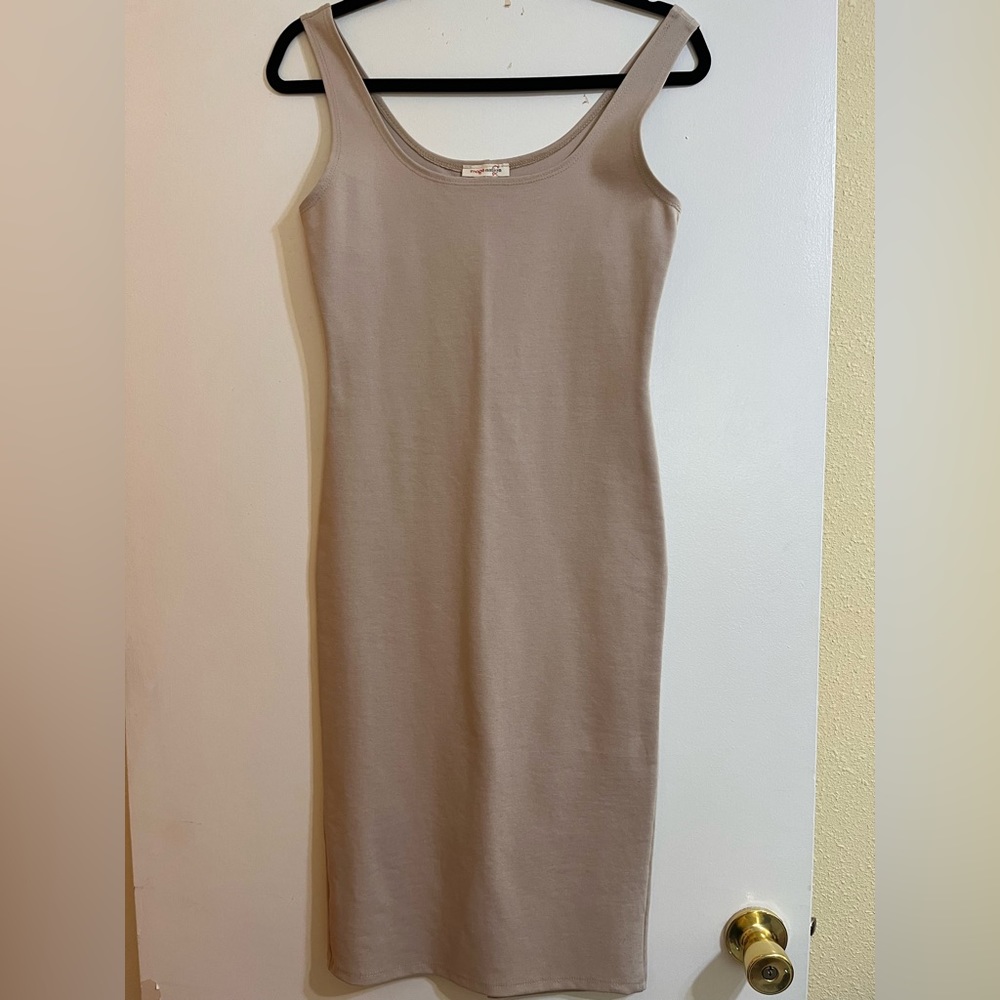 Beige Midi Tank Dress